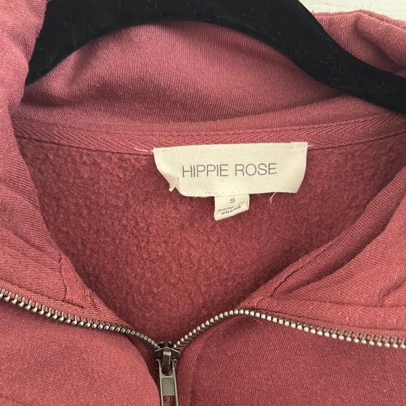 Hippie Rose Burgundy Snap Collar Cropped Pullover - Picture 4 of 5